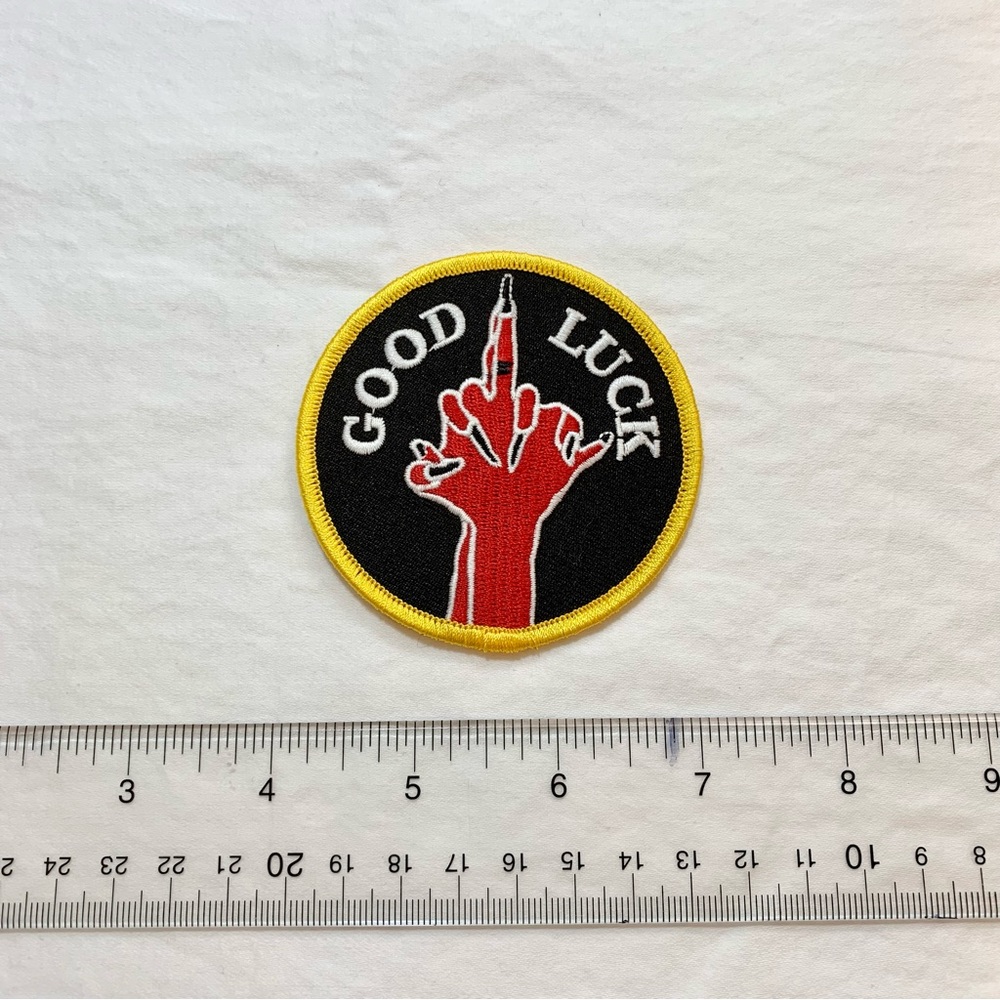 Good Luck Middle Finger Devil Sew On Patch